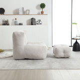 Modern Indoor Fluffy Bean Bag Chair With Memory Foam And Ottoman, Super Soft