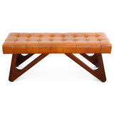 Mia - Bench With Buttons - Brown / Rustic