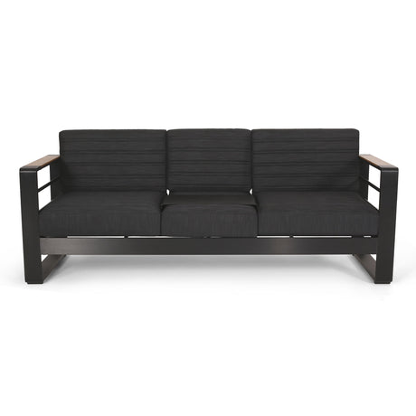 Giovanna - 3 Seater Sofa With Aluminum Frame And Water Repellence Cushions - Black