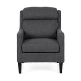 Contemporary Club Chair With Upholstered Fabric And Rubberwood Legs