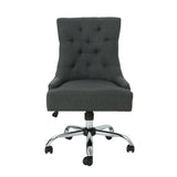 Glory Diamond Tufted Upholstered Office Chair With Rolling Casters And Sloped Arms - Dark Gray / Chrome