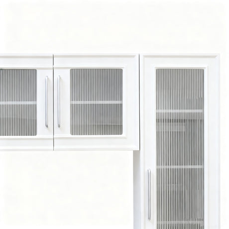 Wall Unit Entertainment Center With Glass Doors For TVs Up To 75" With Drawers For Living Room - White