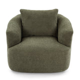 360° Swivel Barrel Sofa Chair With Throw Pillow, Chenille Upholstered Accent Chair