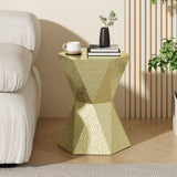 Modern Hexagon Side Table With Knockout Pit Texture - Gold