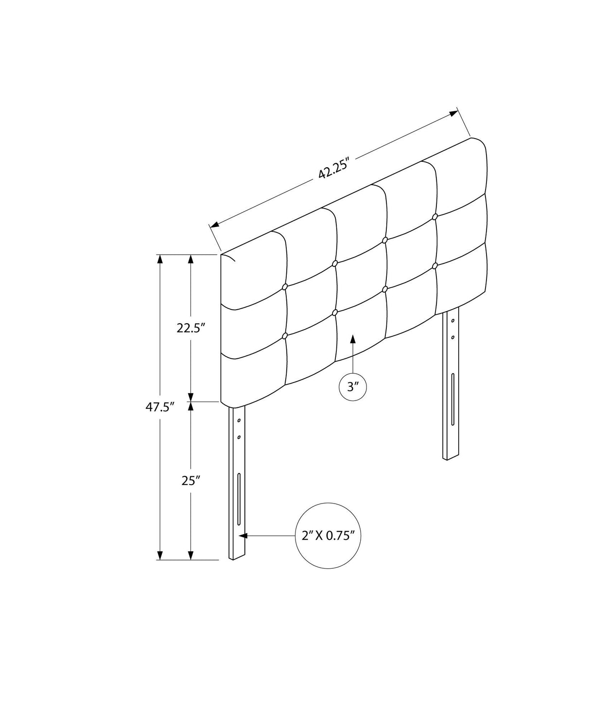 Twin Size, Bed Headboard Only, Upholstered, Transitional - Gray