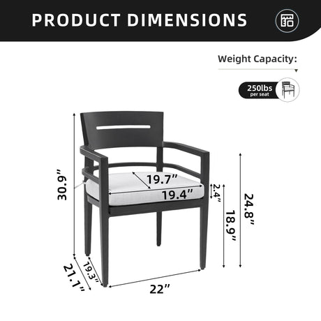 Outdoor Patio Dining Chairs With Outdoor Grade Sunbrella Fabric Cushions, Tapered Feet (Set of 4) - Ember Black