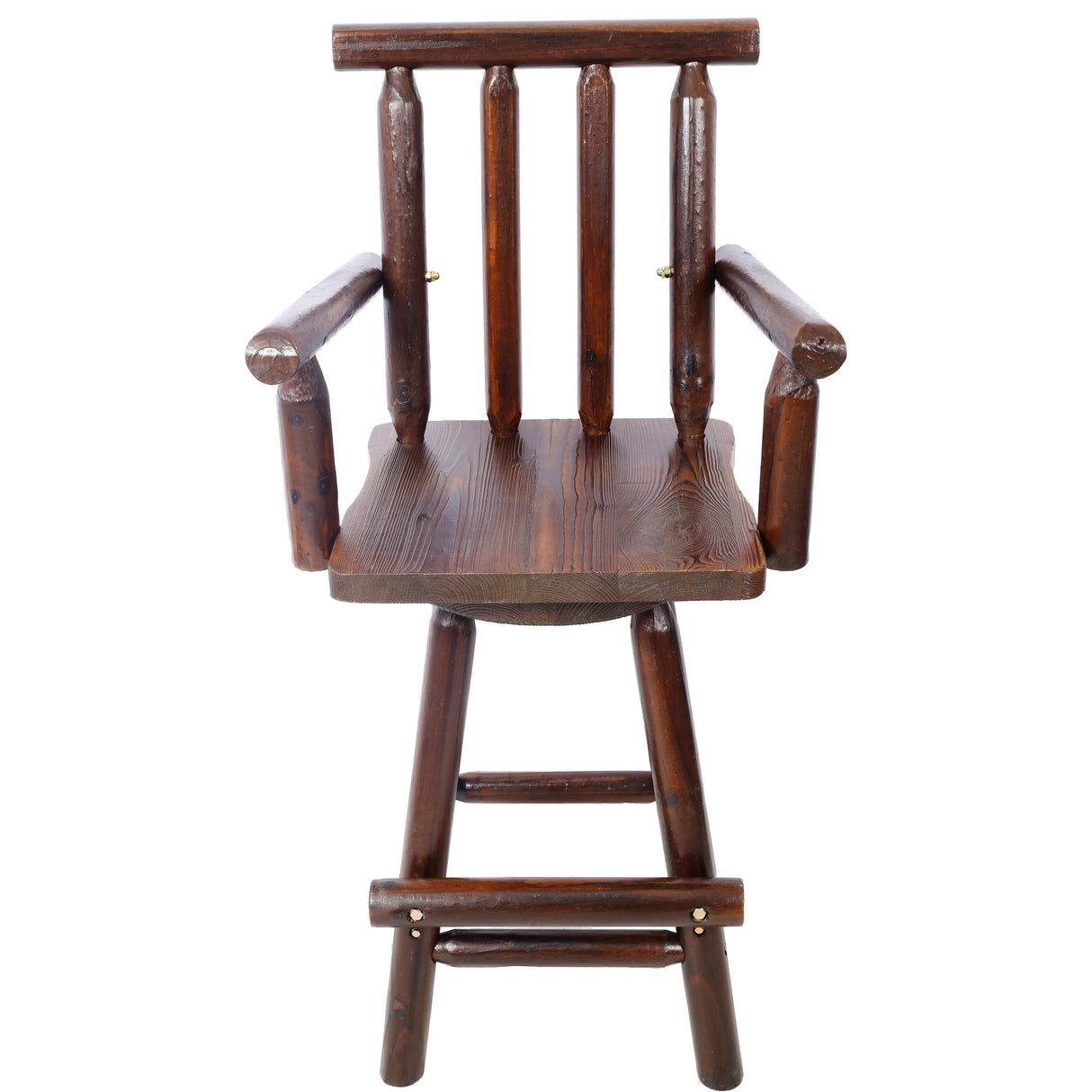 Rustic Bar Stool, Fir Wood Construction, Wide Armrest