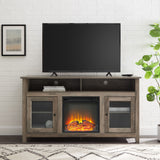 Classic Glass Door Fireplace Tall TV Stand For TVs Up To 65"