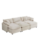 Modern Oversized Modular Cushion Sofa With Ottoman, Low Back, Deep Seating Sofa Set
