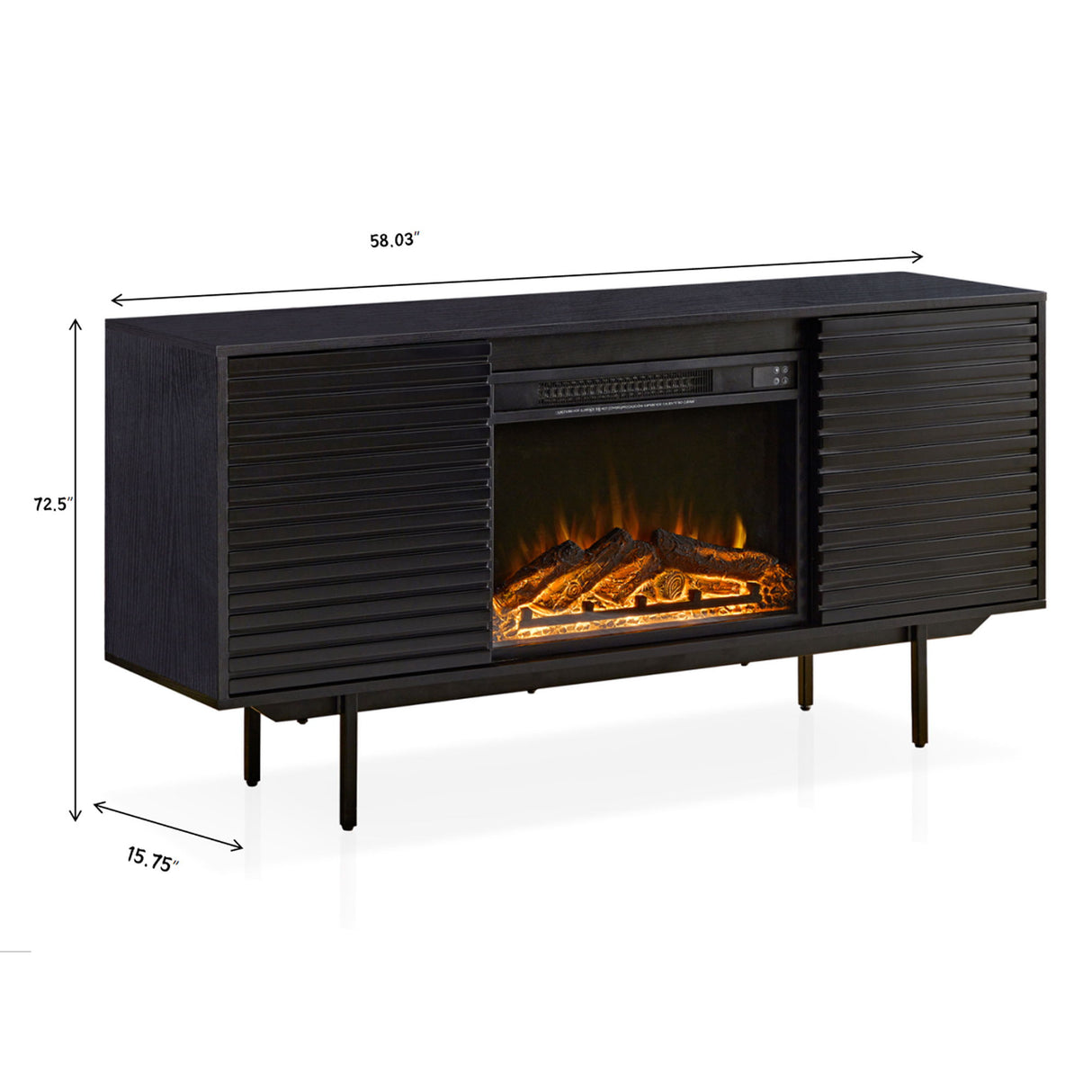 Oak Board Cabinet, The Middle Layer Board On Both Sides Of The Cabinet Can Be Adjusted, The Furnace Is Embedded In The Middle Grid With The Remote Control