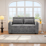 Pull Out Loveseat Sofa With Adjsutable Backrest, 2 Pillows, Cup Holders, USB Ports For Living Room