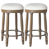 360° Swivel Wooden Barstools With Upholstered Seat, Counter Height (Set of 2)