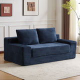 Loveseat Sofa, Comfortable Deep Seat Sofa Bed, Modern Small Corduroy Couch For Living Room Bedroom,Reversible Cushion With Pillows,No Assembly Required, Dark Blue