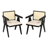 Chandigarh Farmhouse Style Cane Upholstered Dining Chairs (Set of 2)