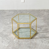Modern Coffee Table With Double Layer Tempered Glass And Polygonal Design