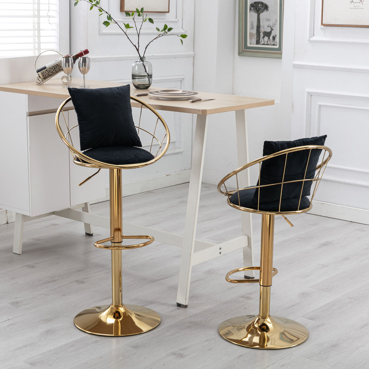 Unique Design Bar Chair, 360 Degree Rotation, Adjustable Height, Suitable For Dining Room And Bar
