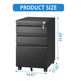 Metal Drawer Mobile File Cabinet With Lock For Home Office Organizer