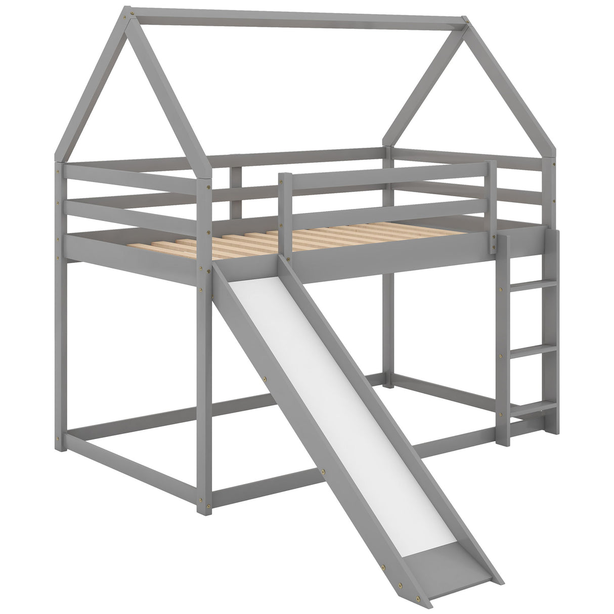House Shape Bunk Bed With Slide And Ladder