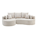 2 Piece Fabric Cloud Curved Sectional Sofa With Chaise For Living Room