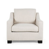 Nightowl - Upholstered Club Chair With Sloped Arms And Wood Legs - Beige