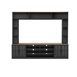 Wall Unit Entertainment Center With Bookshelves For TVs Up To 80", Tempered Glass Doors And Adjustable Shelves