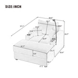 Single Sofa Couch With Storage Space, Movable Ottoman, USB Ports, Cup Holders, Phone Holder