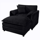Oversized Chair With Movable Ottoman, Soft Upholstered Lounge Chair