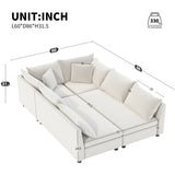 Modular Sectional Bed Couch Set With Pillows Free Combination, Minimalist Style Oversized 6 Seat Convertible Sofa