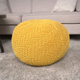 Bordeaux - Knitted Cotton Round Pouf Ottoman
