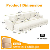 Deep Seat Convertible Sofa With Soft Pillows And Ottomans
