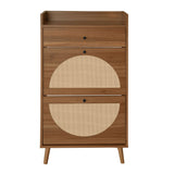 Allen - Rattan 2 Door 1 Drawer Cabinet Shoe Rack For Entrance