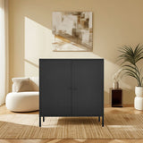 Kitchen Buffet Server Table Accent Sideboard Cupboard Server Buffet Console Table With Doors Cabinet - Black