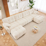 Sofa Set With Ottoman And Pillows, Textured, High Resilience Cushions