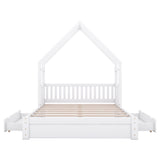 House Style Platform Bed With Guardrail And 2 Drawers