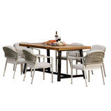 7 Pieces Modern Outdoor Dining Set With Acacia Wood Table And Chairs