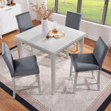 5 Pieces Counter Height Table Set, Kitchen Table With Square Table And 4 Upholstered Chairs