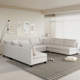 Modular Sectional Reversible U Shaped Couch Set, Free Combination Minimalist Style Oversized 8 Seat Convertible Sofa