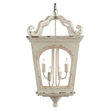 4 Light Wood Chandelier, Hanging Light Fixture With Adjustable Chain For Kitchen, Bulb Not Included - Cream White
