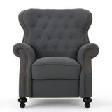Accented Push Back Recliner Chair With Rolled Arms, Enjoy Cocooning Comfort
