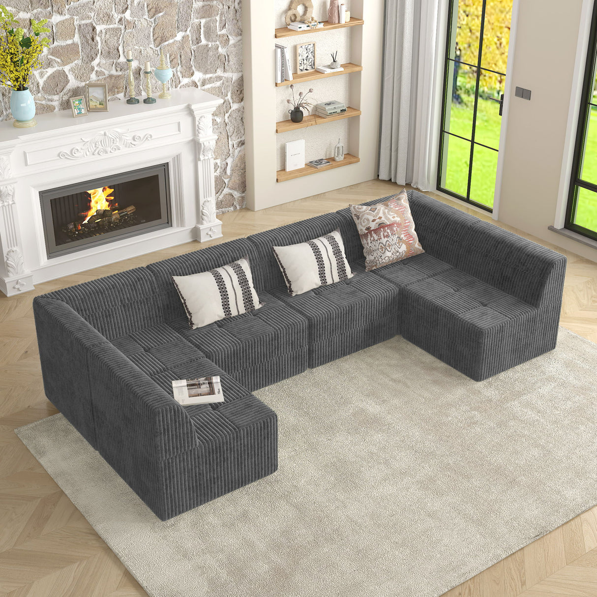Modern Minimalist Corduroy Sleeper Sofa, Compressed Sectional Single Seat