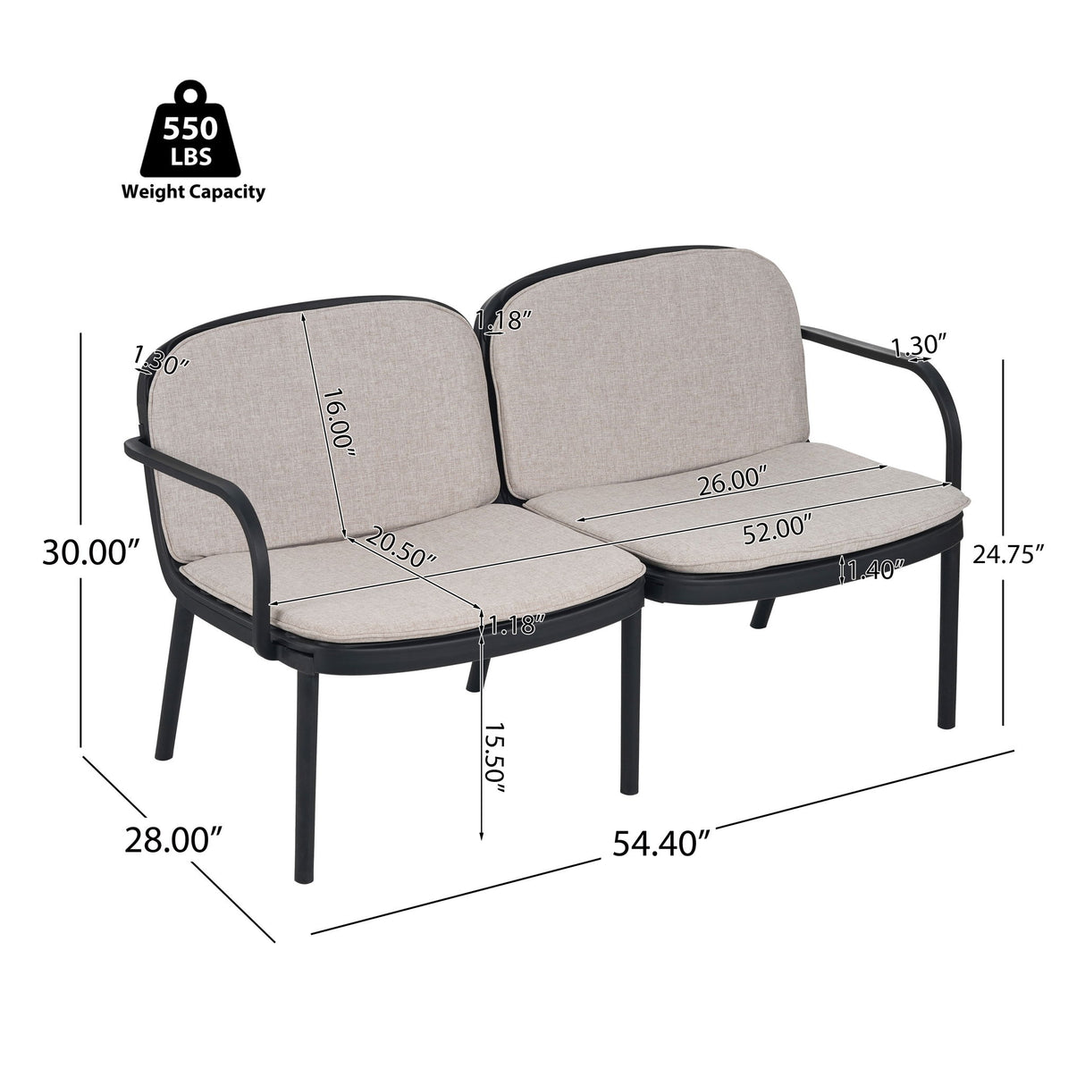 Luna - Outdoor Patio Loveseat