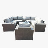 Outdoor Wicker Sectional With Weather Resistant Cushions And Table