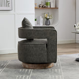 Swivel Accent Open Back Barrel Chair With Weathered Base