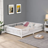Solid Wood Floor Bed With Door And Fence For Children