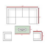 9 Piece Outdoor Sectional Set With Fire Pit Table And Cushions - Beige