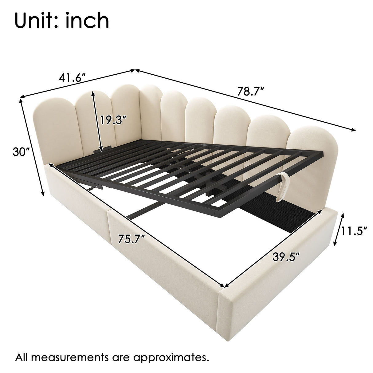 Upholstered Daybed With Metal Slatted Base