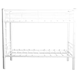Metal Bunk Bed For Kids, Convertible Bedframe With Ladders & Guardrail