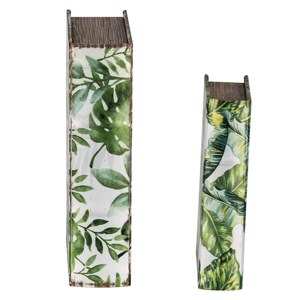 Botanical And Book Boxes (Set of 2) - White / Green