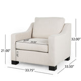 Nightowl - Upholstered Club Chair With Sloped Arms And Wood Legs - Beige