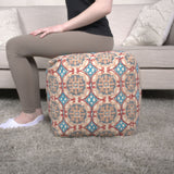 Amelia - Handcrafted Fabric Pouf, Rustic Elegance - Multicolored